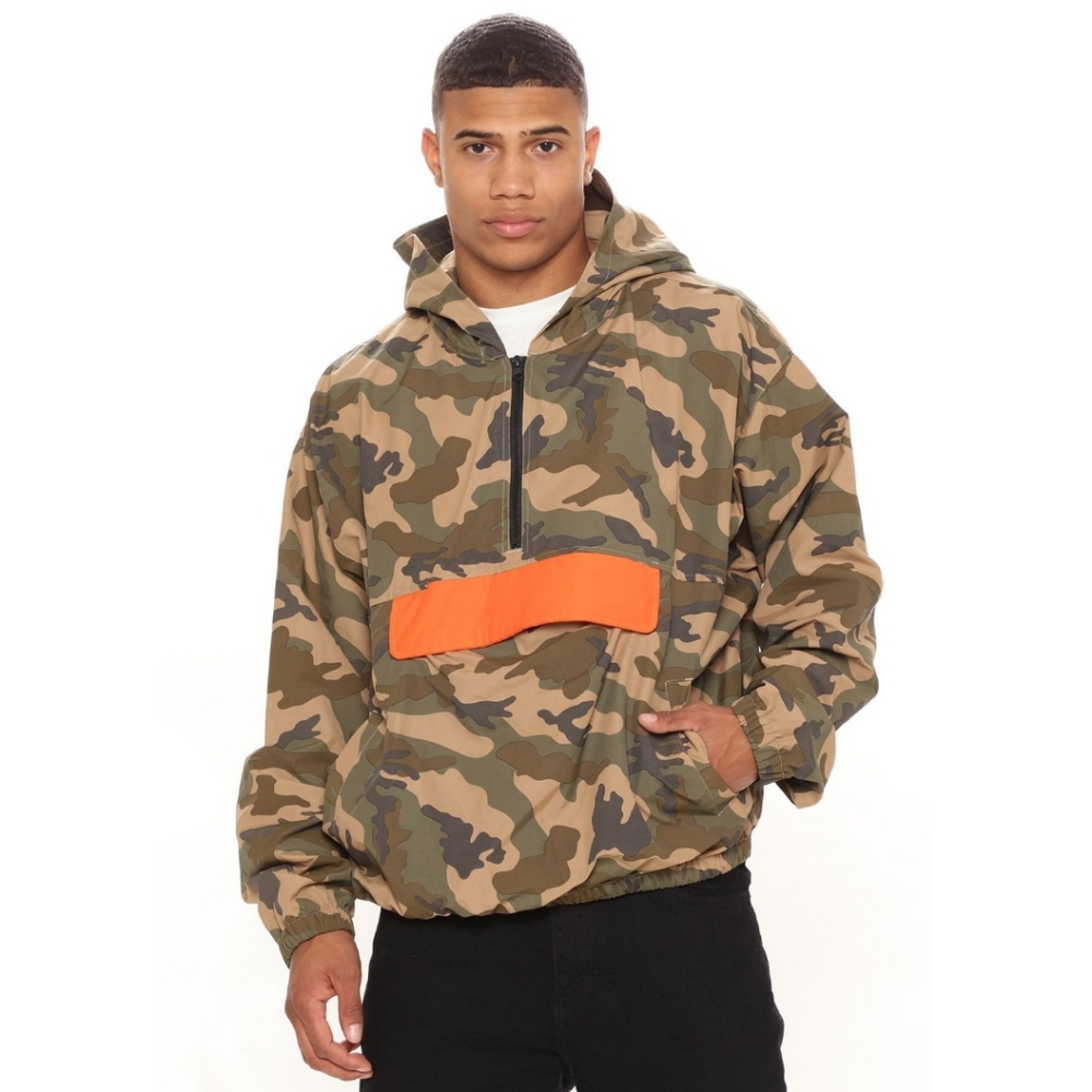 Men's Camouflage Nylon Hooded Jacket